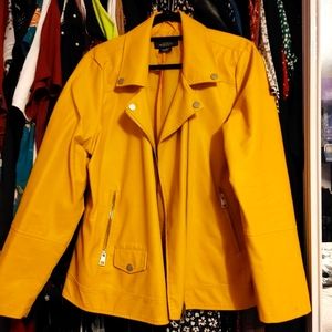Additionelle Michel Studio Faux Leather Jacket in Mustard Yellow Size 2X